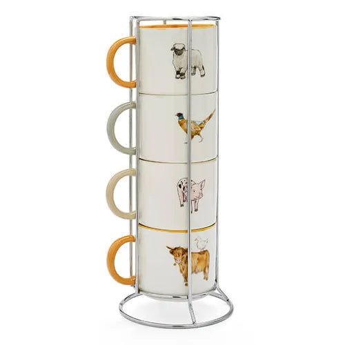 Cooksmart Buttercup Farm Set of 4 Stacking Mugs in Holder
