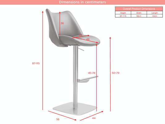 Contour Stainless Steel Slate Grey Barstool