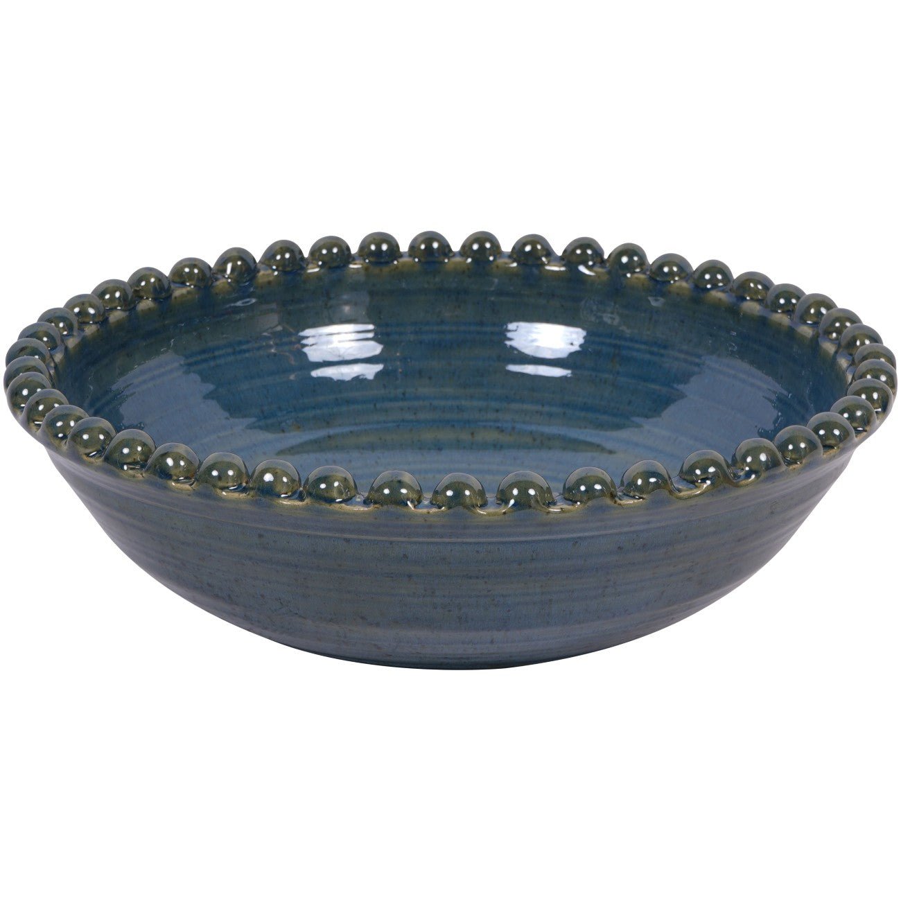 Libra Mediterranean Reactive Glaze Ceramic Bowl in Blue/Green