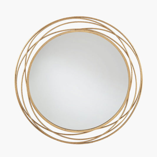 Antique Metal Swirl Round Wall Mirror