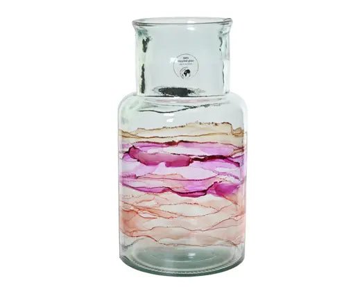 Clear & Pink Recycled Glass Vase