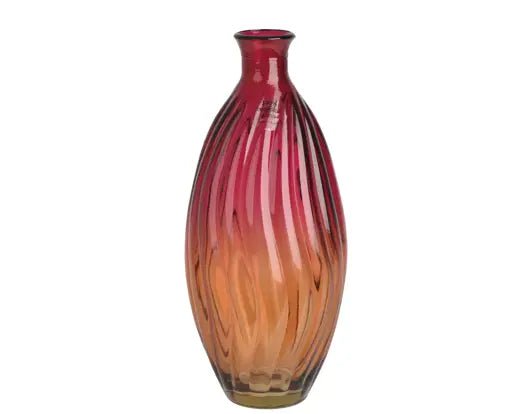 Red & Orange Transparent Recycled Glass Vase (31x14cm)