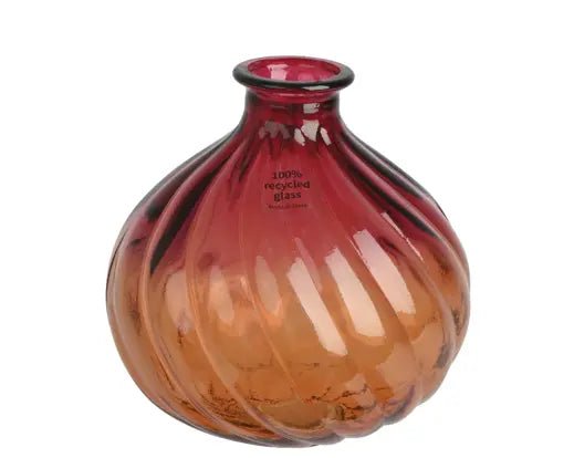 Red & Orange Transparent Recycled Glass Vase (17x17cm)