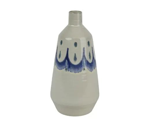 White & Blue Terracotta Vase (33x16cm)
