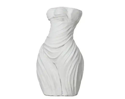 White Outdoor Polymagnesium Lady Body Statue (56x30.5x23cm)
