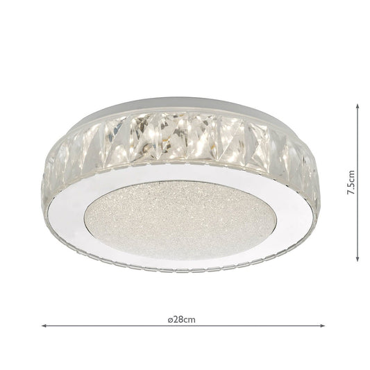 Dar Akelia Flush Acrylic & Stainless Steel Small LED