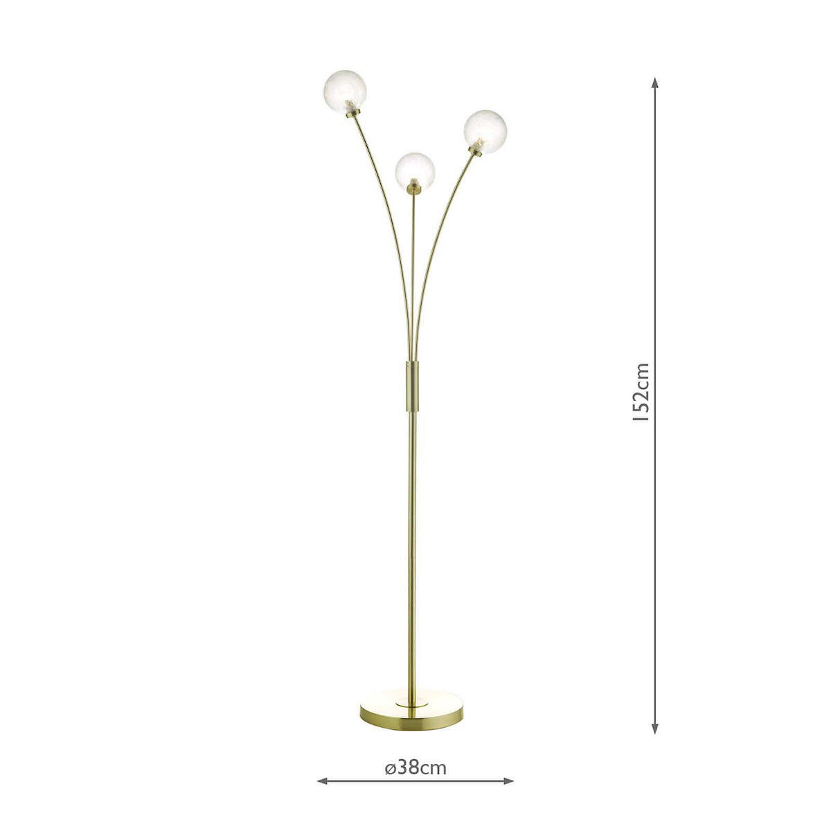 Dar Avari 3 Light Floor Lamp Satin Brass and Frosted Glass