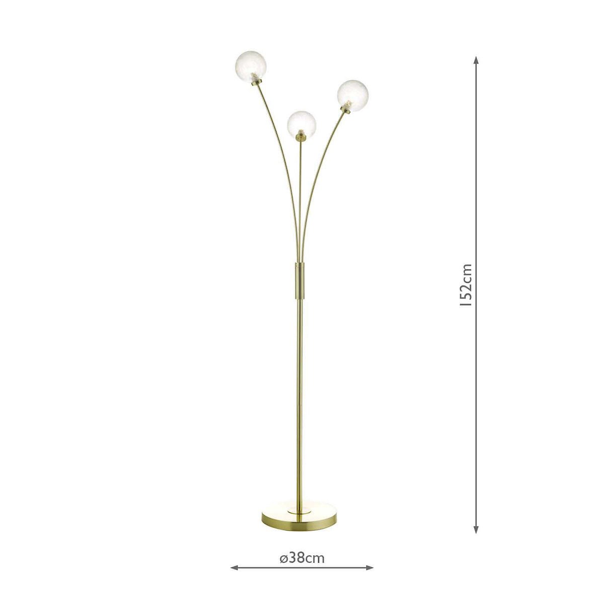 Dar Avari 3 Light Floor Lamp Satin Brass and Frosted Glass