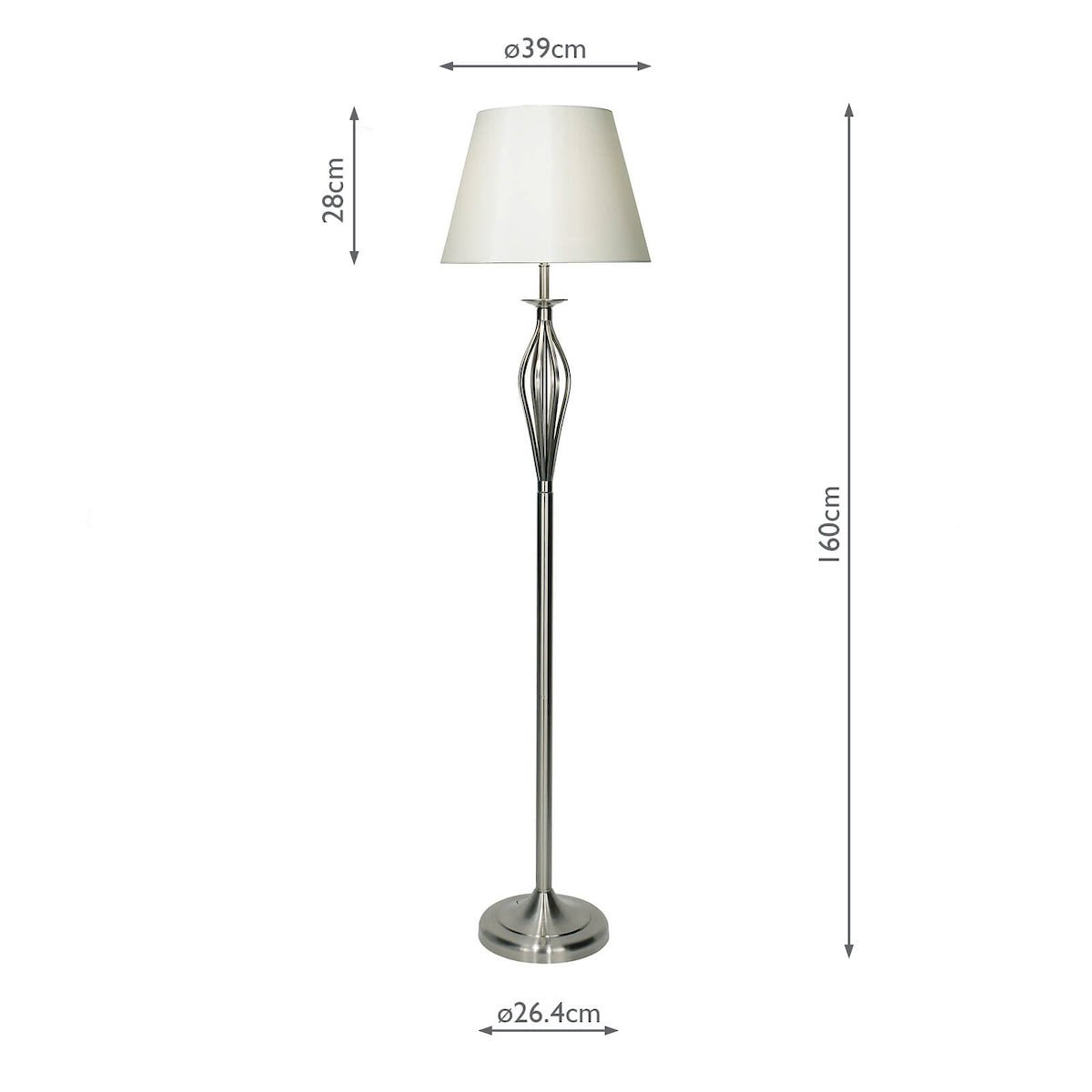 Dar Bybliss Floor Lamp Satin Chrome With Shade (Pack of 2)
