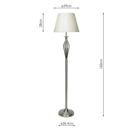 Dar Bybliss Floor Lamp Satin Chrome With Shade (Pack of 2)