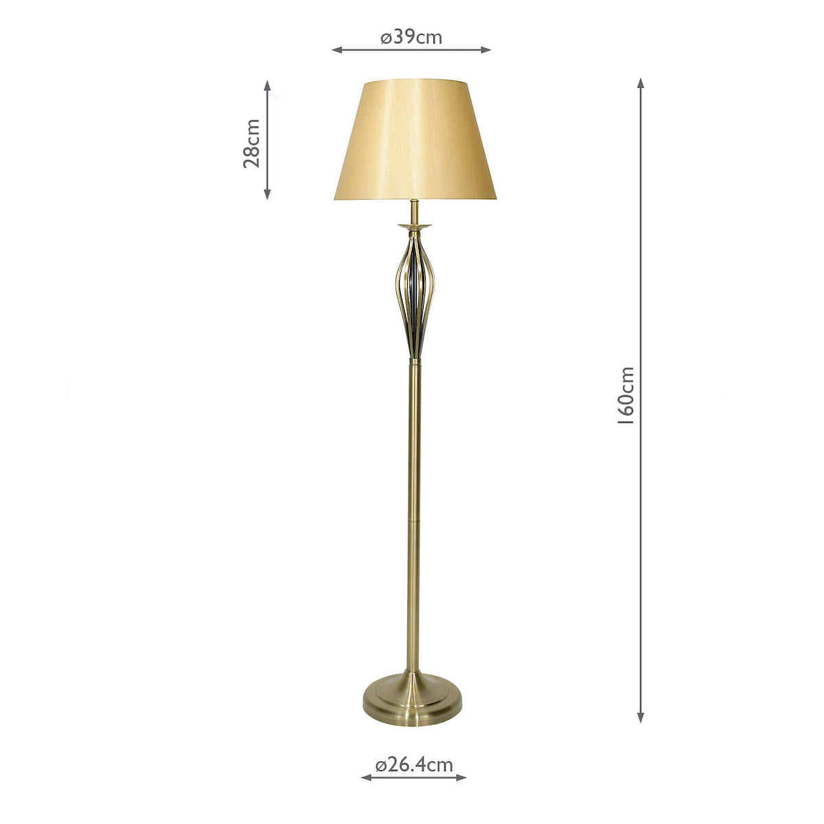 Dar Bybliss Floor Lamp Antique Brass With Shade (Pack of 2)