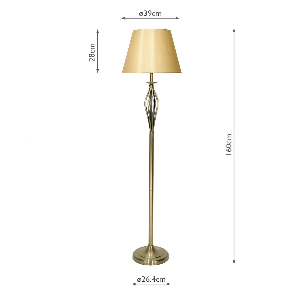 Dar Bybliss Floor Lamp Antique Brass With Shade (Pack of 2)