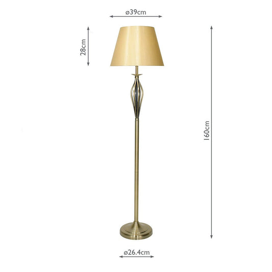 Dar Bybliss Floor Lamp Antique Brass With Shade (Pack of 2)