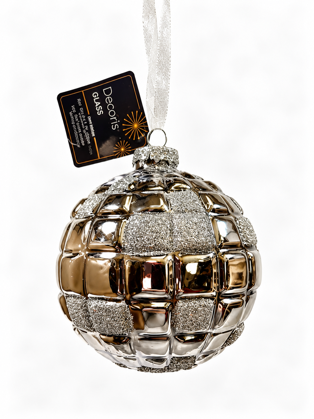 Silver Disco Ball Textured Bauble