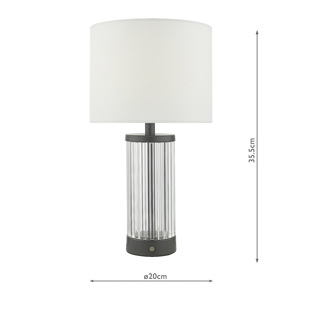 Dar Enrico Rechargeable Table Lamp Satin Black and Glass With Shade LED