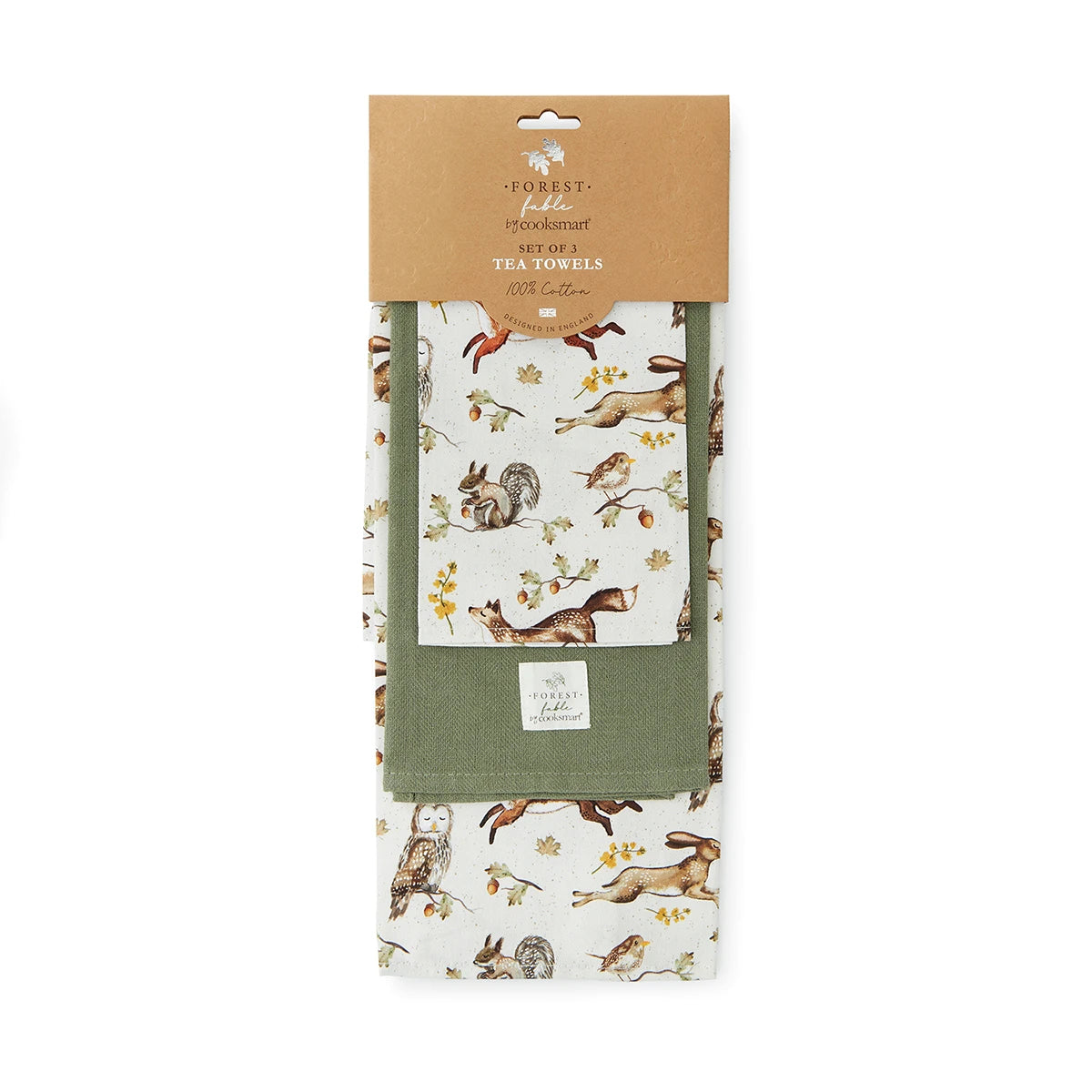 Coooksmart Forest Fable Pack Of 3 Tea Towels
