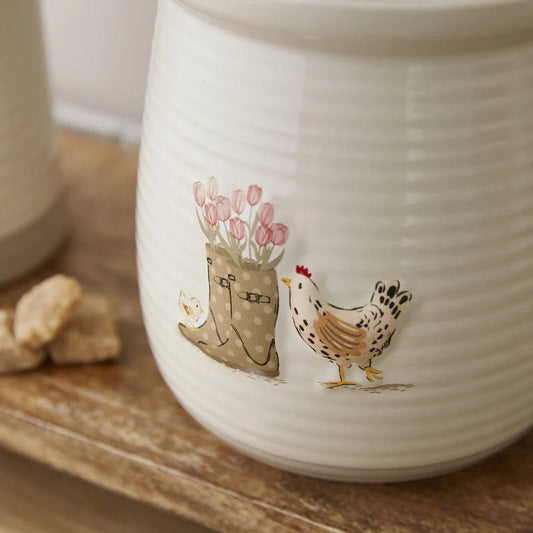 Cooksmart Hen House Lane Wellies & Hens Canister