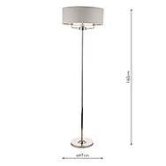 Dar Laura Ashley Sorrento 3 Light Floor Lamp Polished Nickel With Silver Shade
