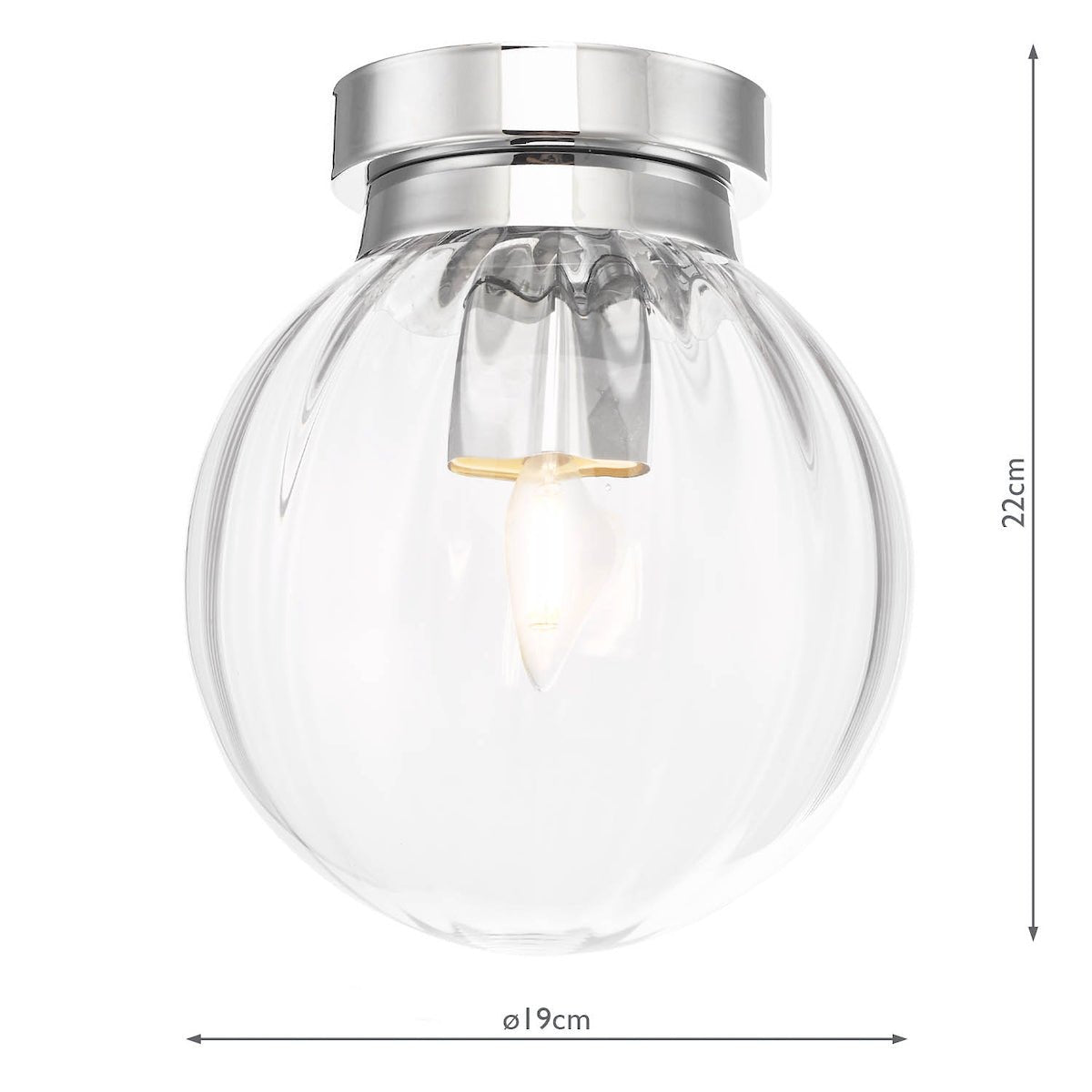 Dar Kavi Bathroom Flush Polished Chrome Glass IP44