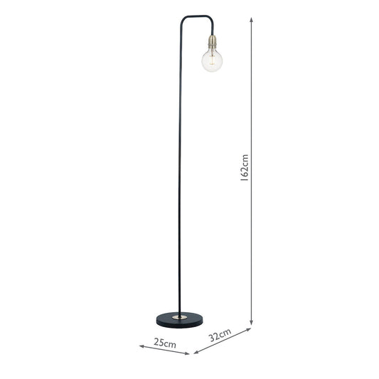 Dar Kiefer Floor Lamp Black & Antique Brass
