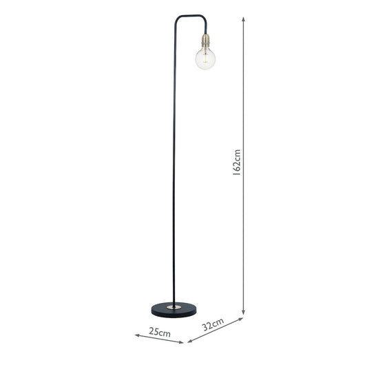 Dar Kiefer Floor Lamp Black & Antique Brass