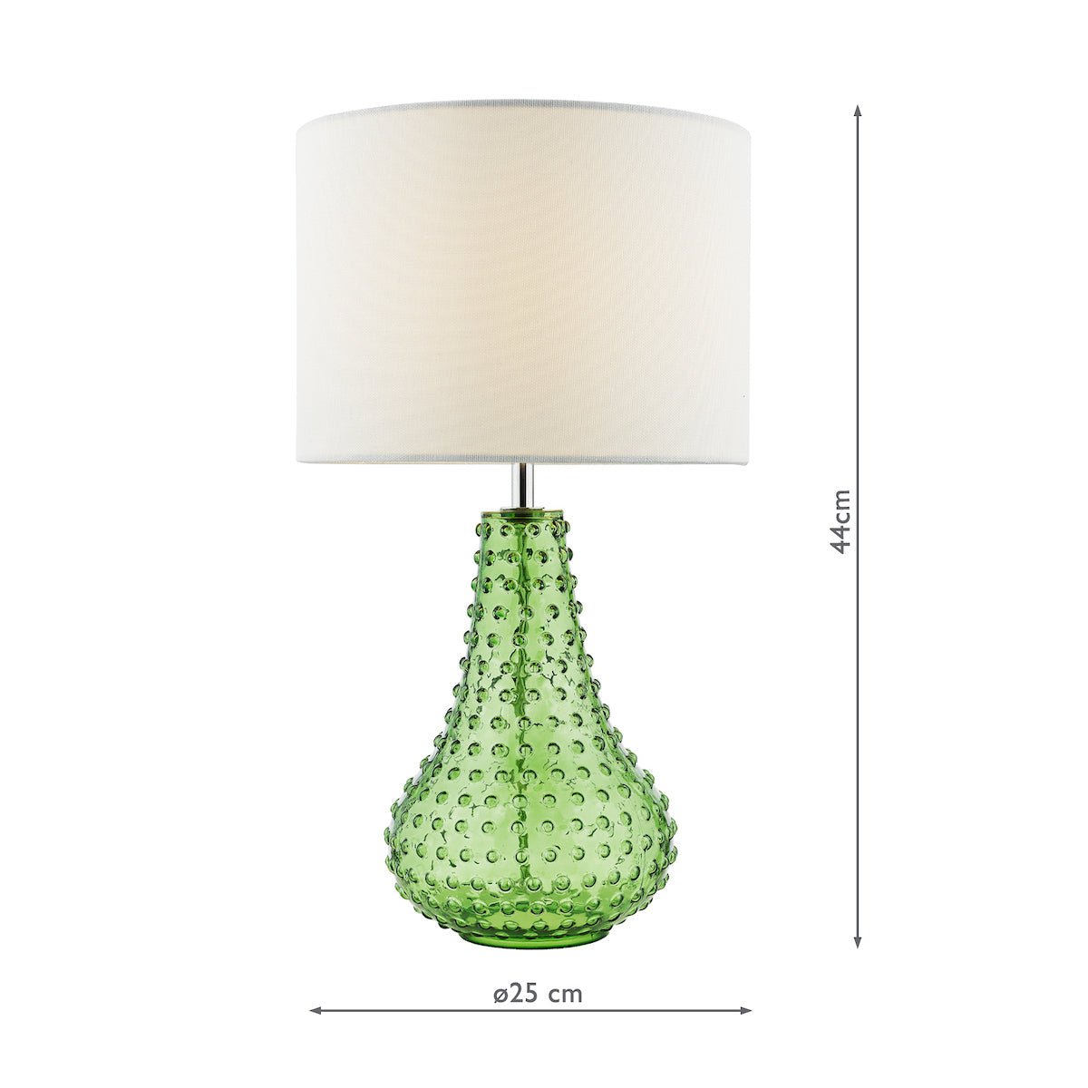 Green Glass Table Lamp - Dar Kristina Vintage Hobnail with White Shade
