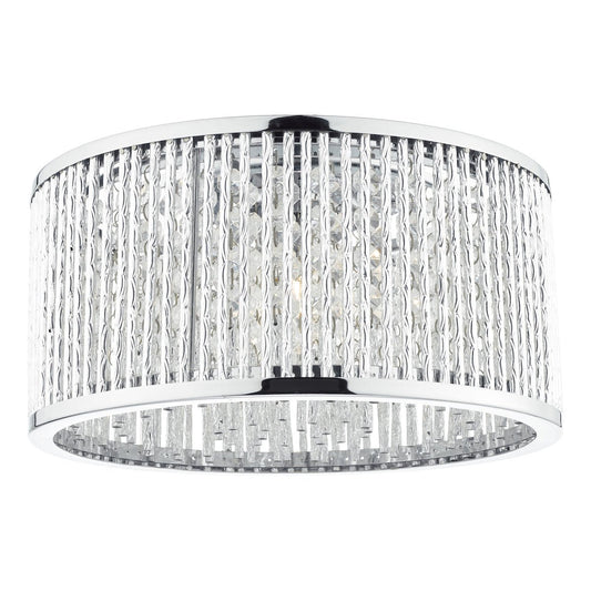 Dar Nantes 3 Light Flush Polished Chrome Alum