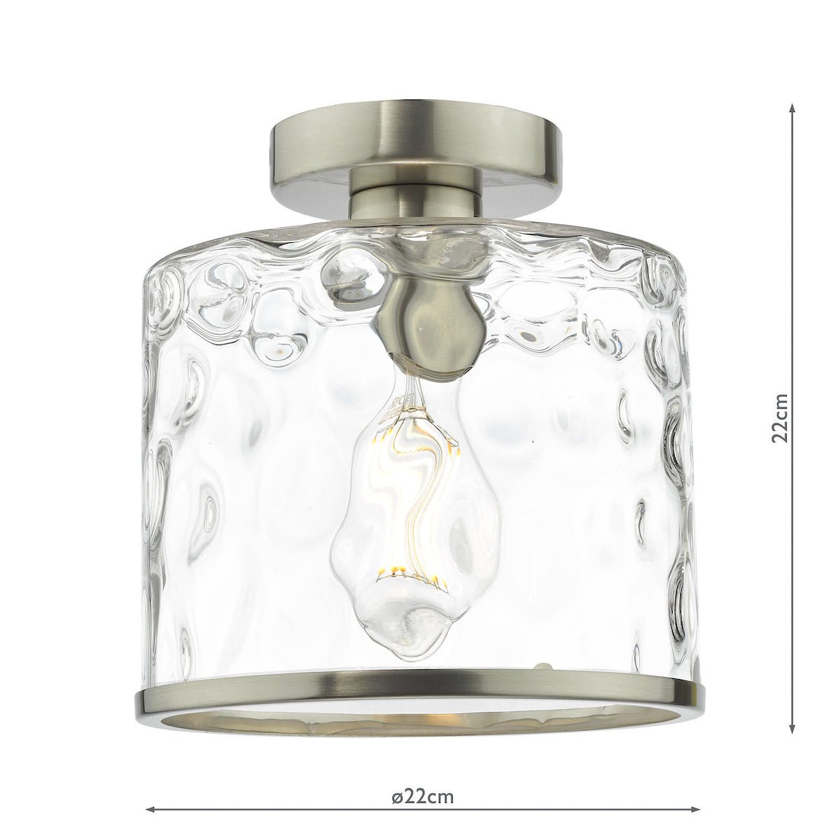 Dar Olsen Semi-Flush Satin Chrome and Glass