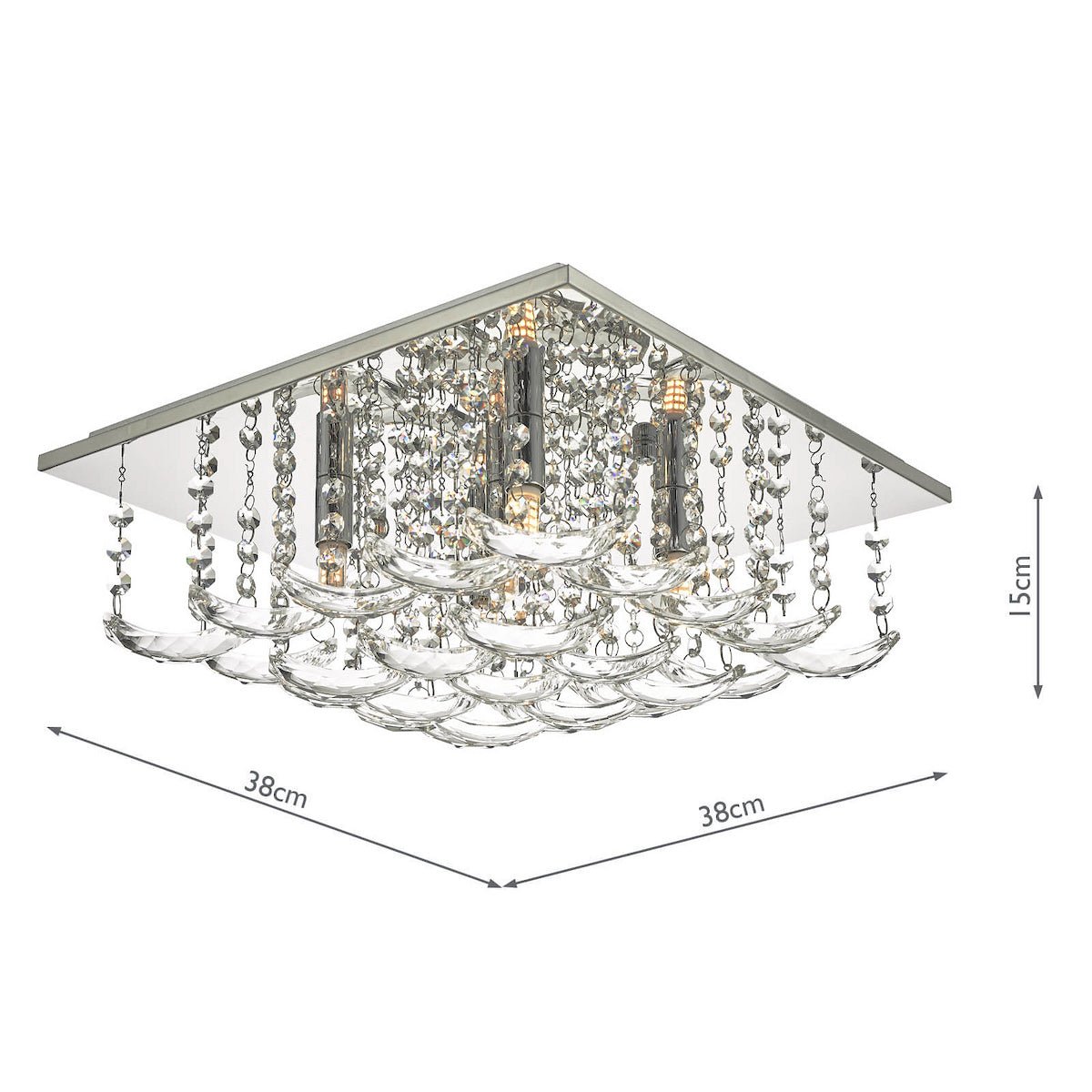 Dar Orella 5 Light Flush Polished Chrome & Crystal