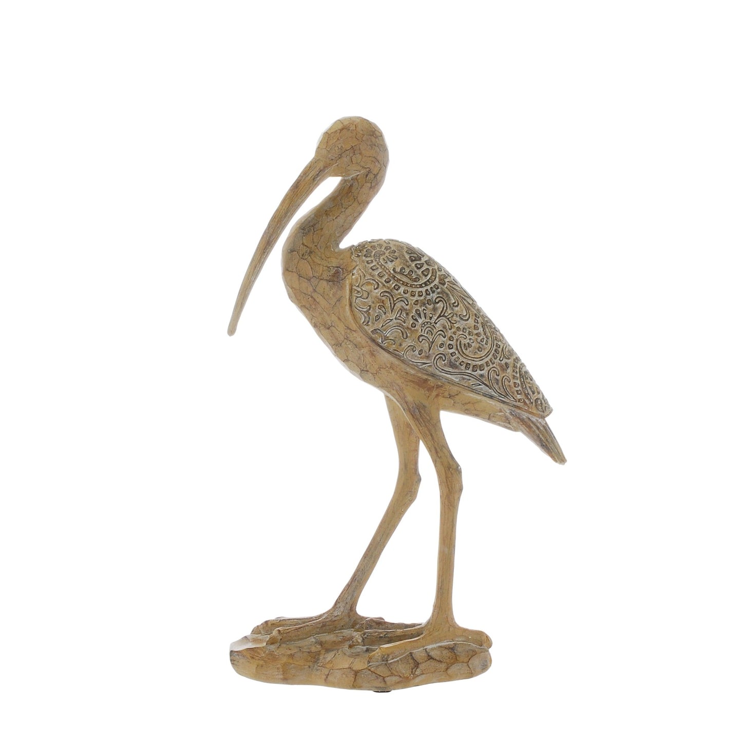 Otters Brook Polyresin Carved Wood Effect Standing Crane