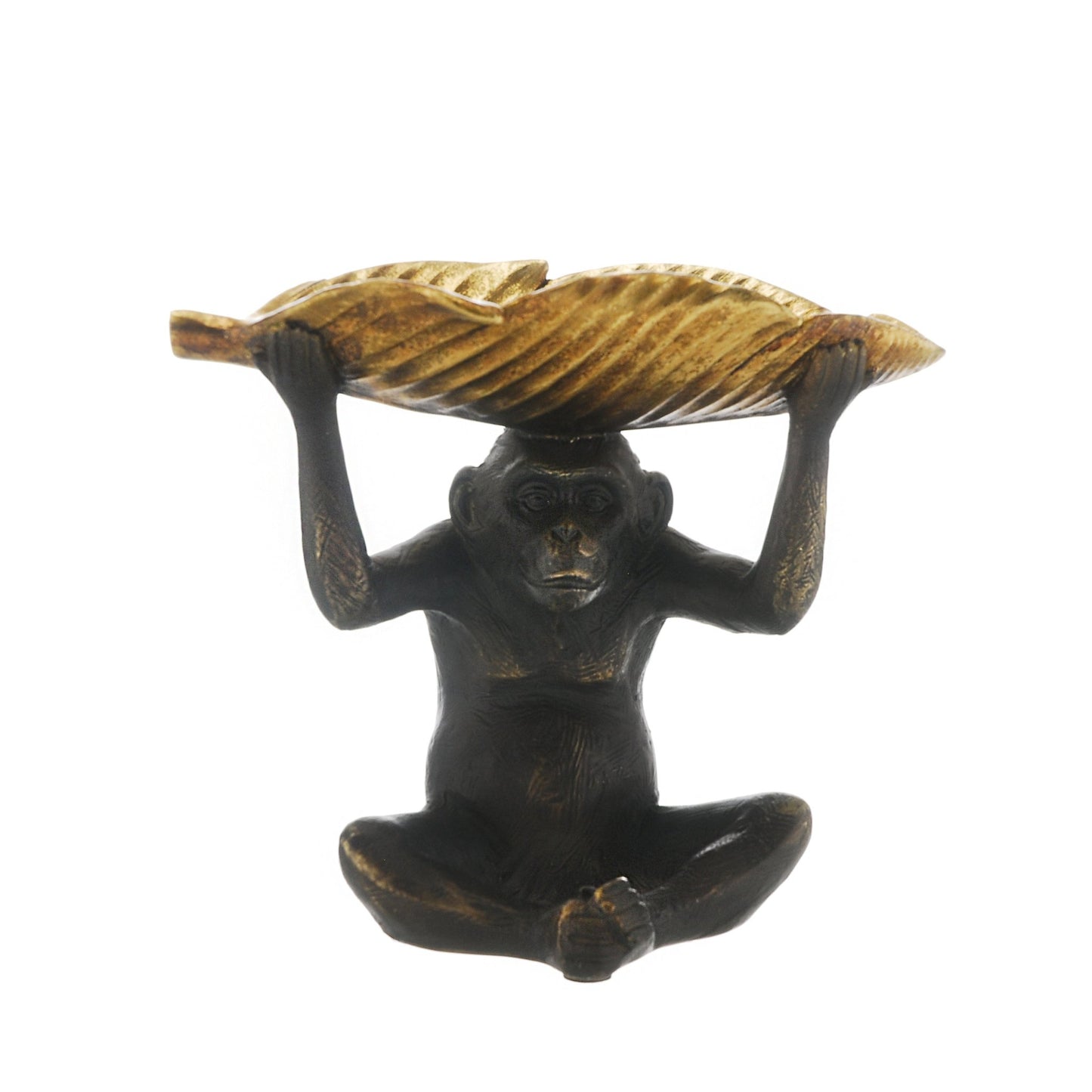 Otters Brook Sitting Monkey Leaf Bowl Decoration