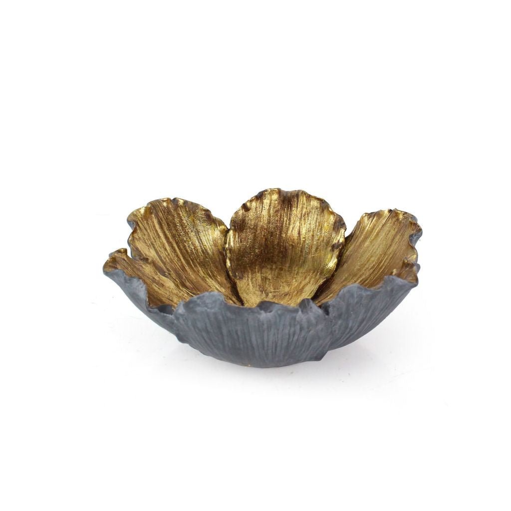 Otters Brook Polyresin Blue & Gold Leaf Bowl