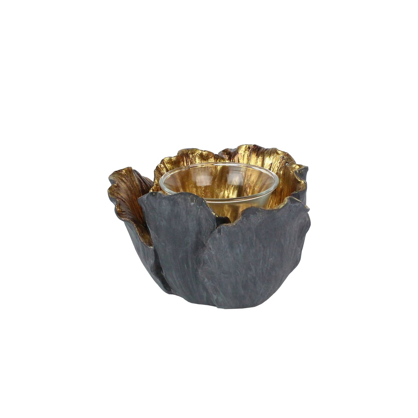 Otters Brook Resin Blue & Gold Flower Tea Light Holder