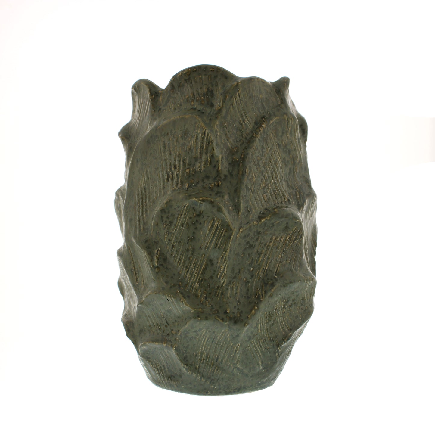 Otters Brook Green Vase with Leaf Pattern