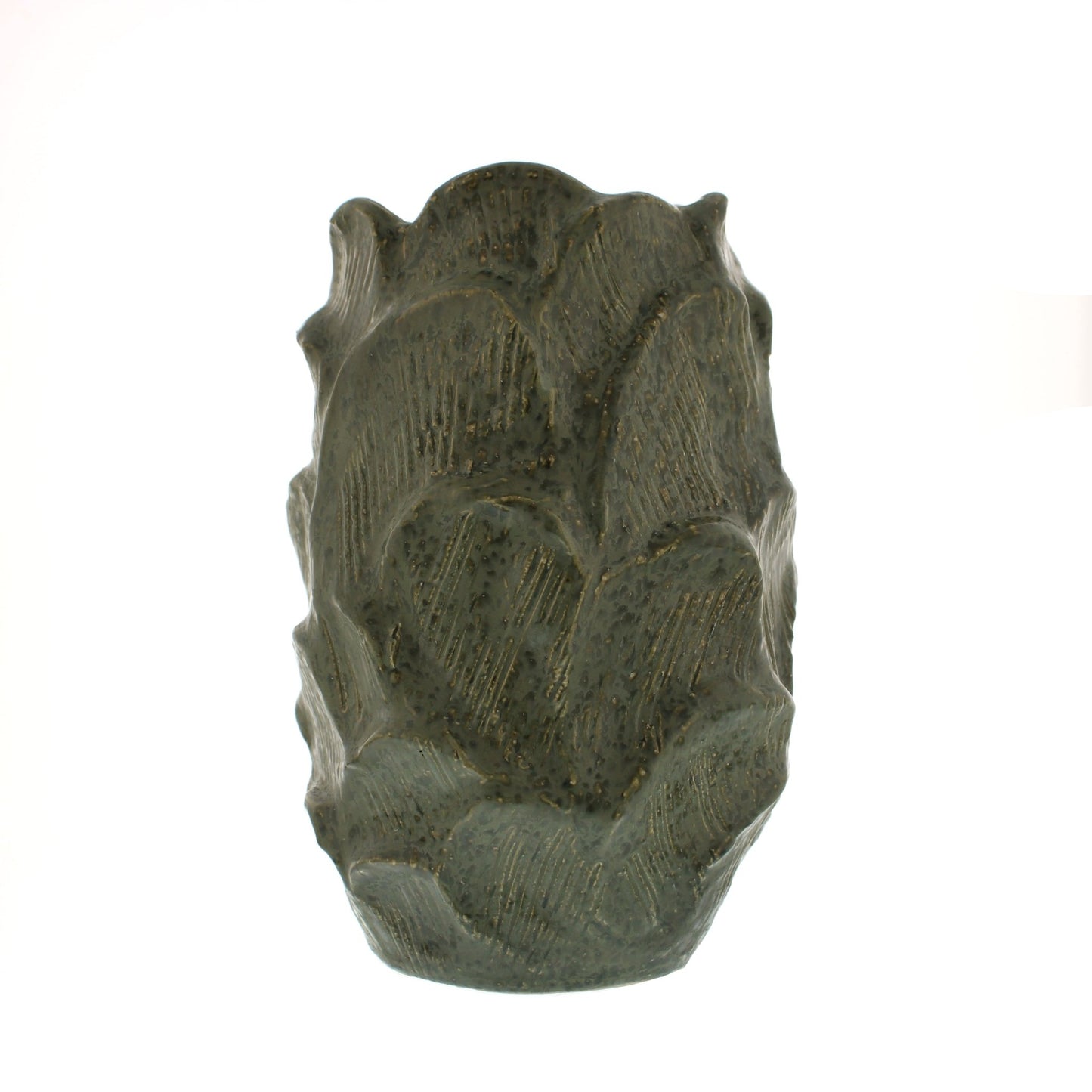 Otters Brook Green Vase with Leaf Pattern