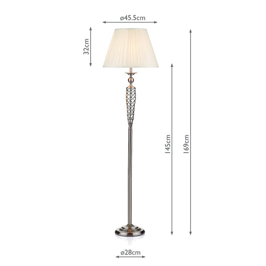 Dar Siam Floor Lamp Satin Chrome With Shade (Pack of 2)