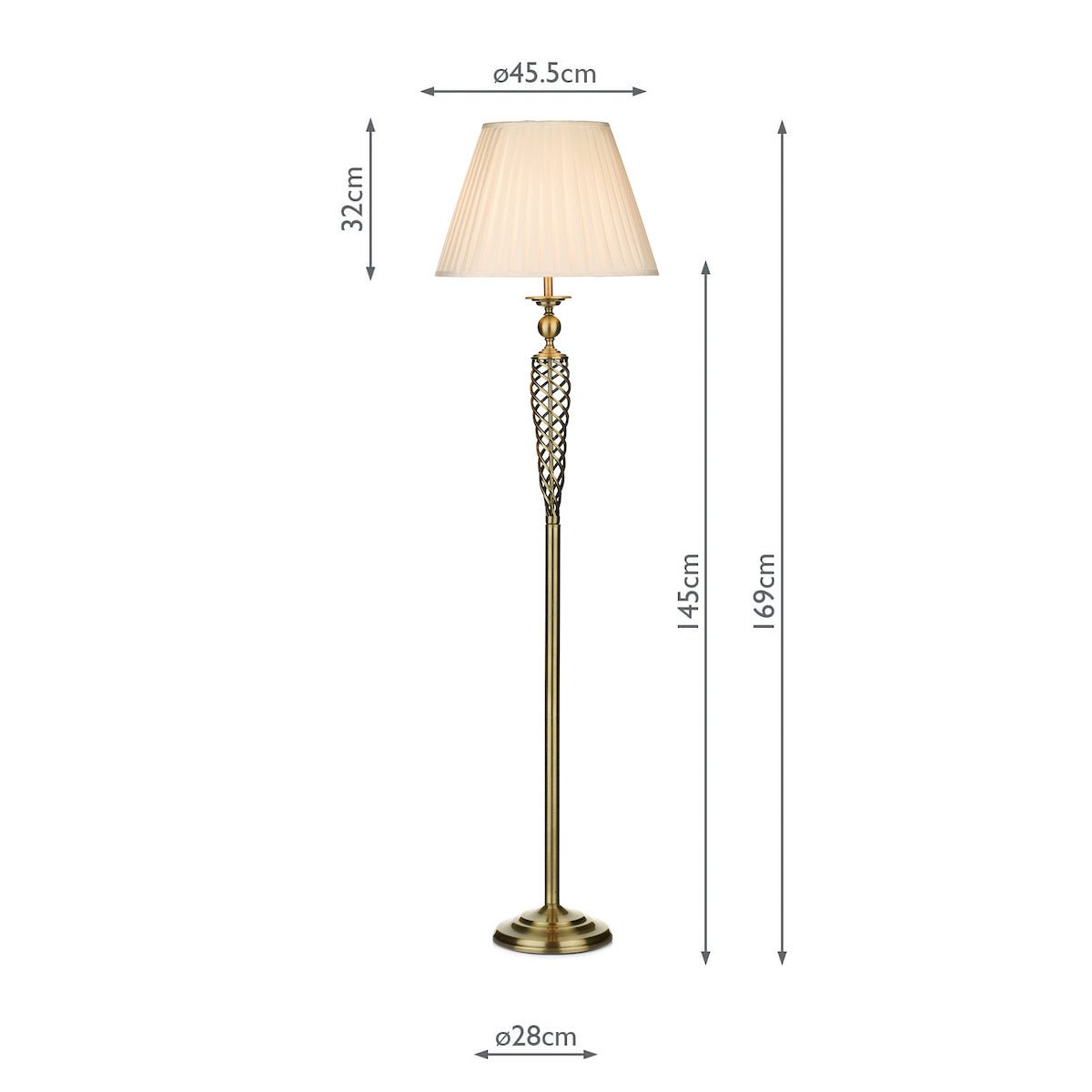 Dar Siam Floor Lamp Antique Brass With Shade (Pack of 2)