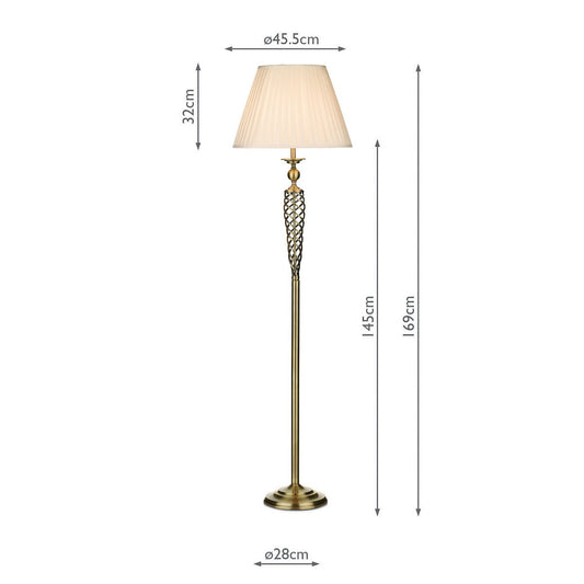 Dar Siam Floor Lamp Antique Brass With Shade (Pack of 2)