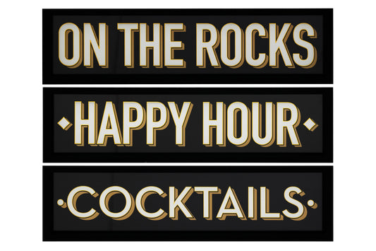 Happy Hour Typography Bar Sign Wall Art