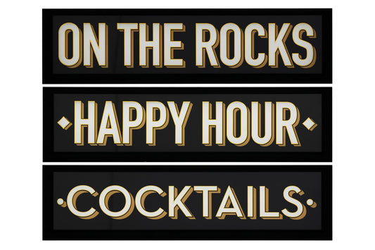 On The Rocks Typography Bar Sign Wall Art