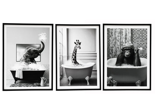 Elephant in Bath Framed Canvas