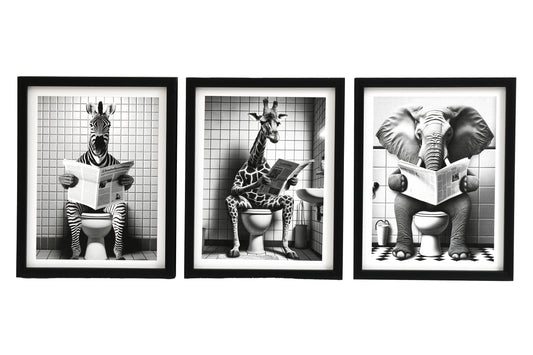 Zebra on Toilet Framed Canvas