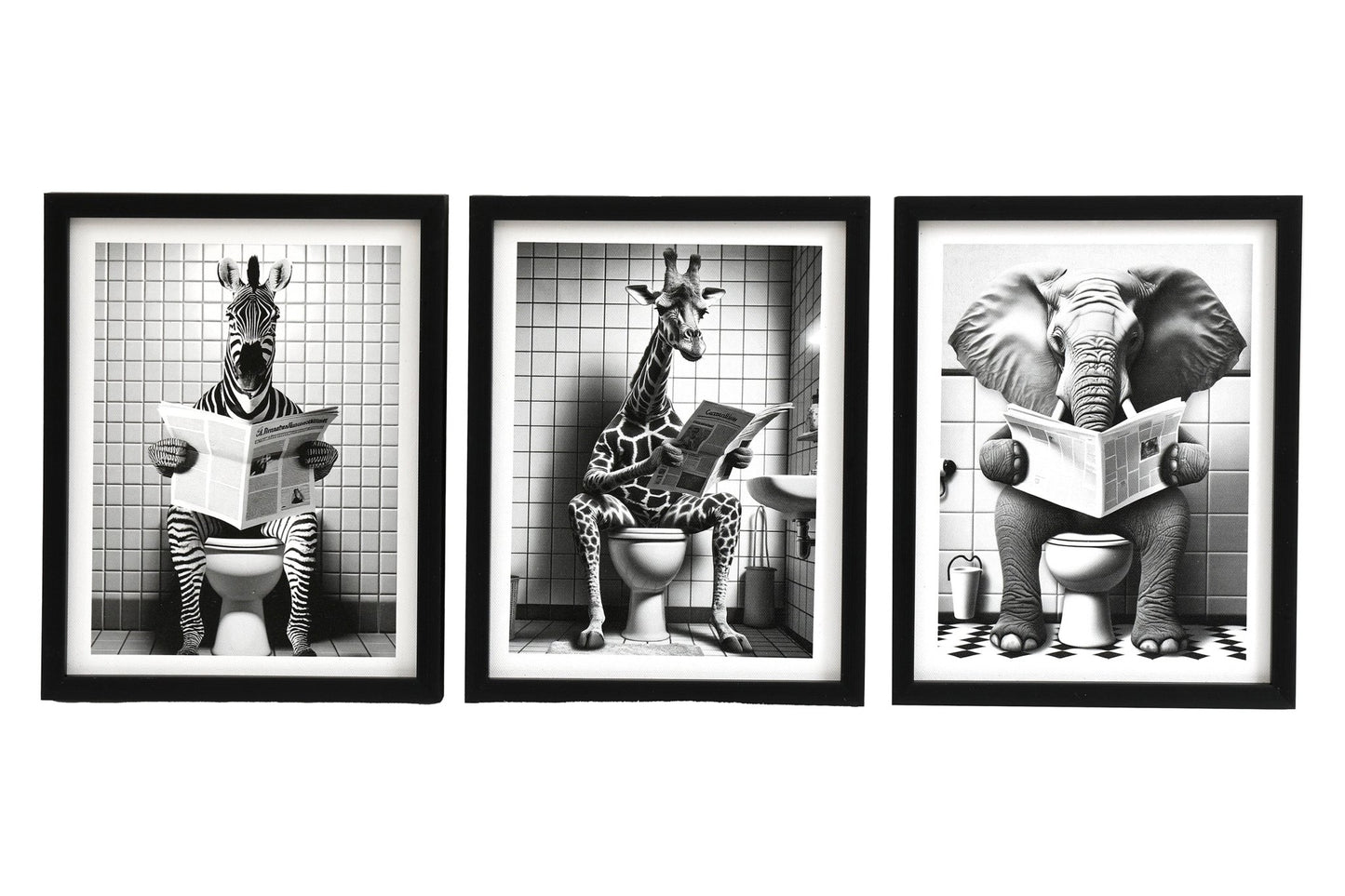 Zebra on Toilet Framed Canvas