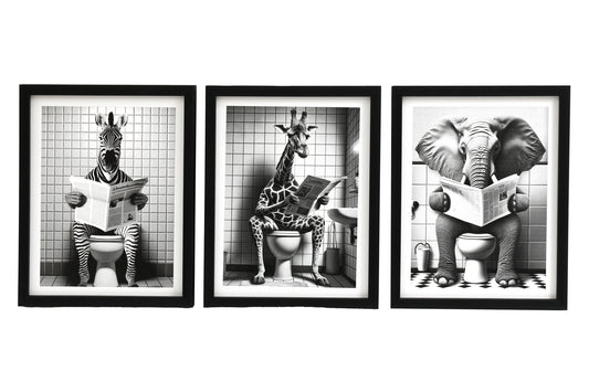 Zebra on Toilet Framed Canvas