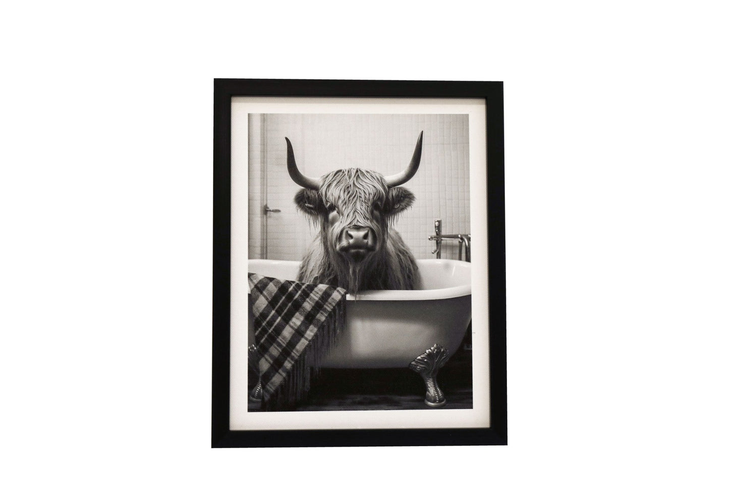 Cow in Bath Framed Canvas