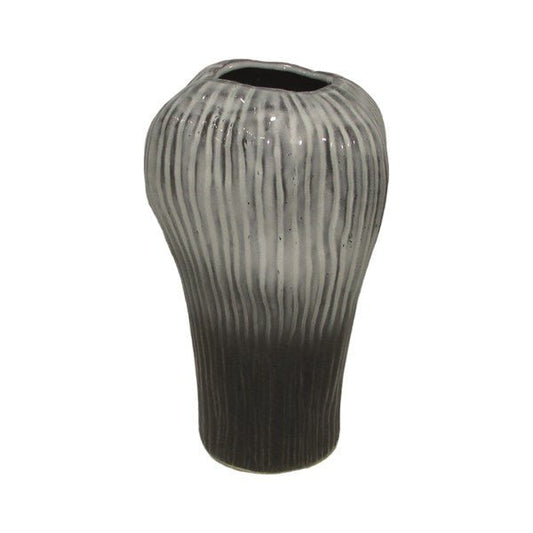 Black & Grey Ombre Stripe Vase (24.5cm)