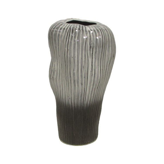 Black & Grey Ombre Stripe Vase (32cm)