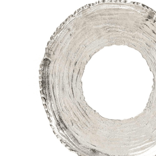 Nickel Round Metal Sculpture with Black Base (38cm)