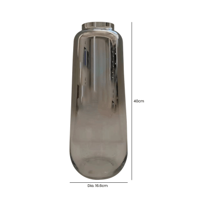 Chrome & Clear Glass Vase (40cm)
