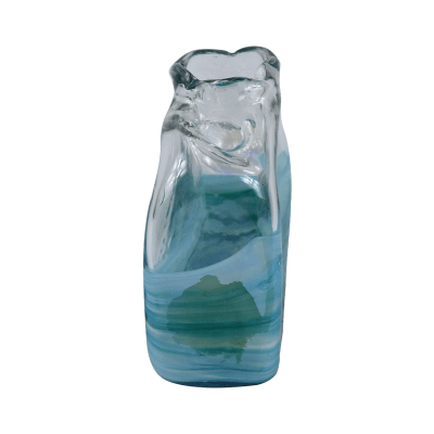Clear & Blue Ocean Design Handmade Vase (21.5cm)